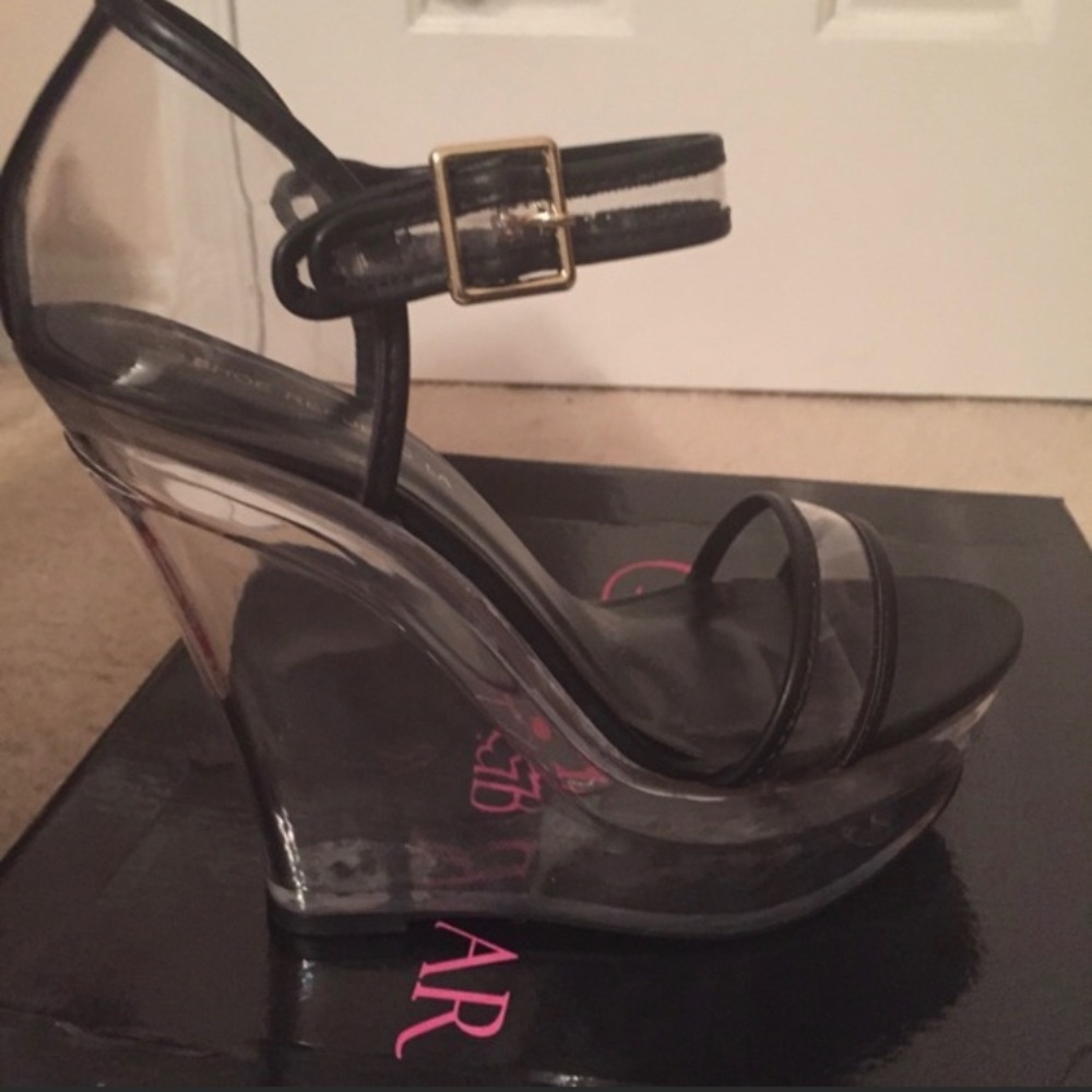 Clear wedge shoes